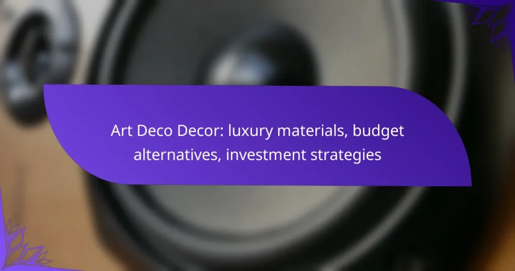 Art Deco Decor: luxury materials, budget alternatives, investment strategies