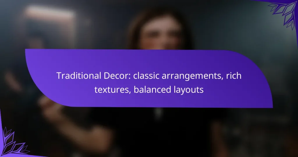 Traditional Decor: classic arrangements, rich textures, balanced layouts